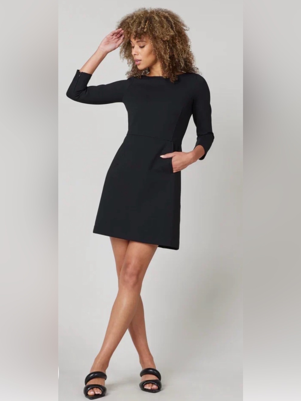 Spanx The Perfect Shift 3/4 Sleeve Black Women's A-Line Dress